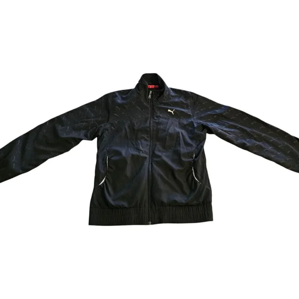 Vintage Puma Logo Track Jacket Windbreaker, Black, WMNS SZ LG